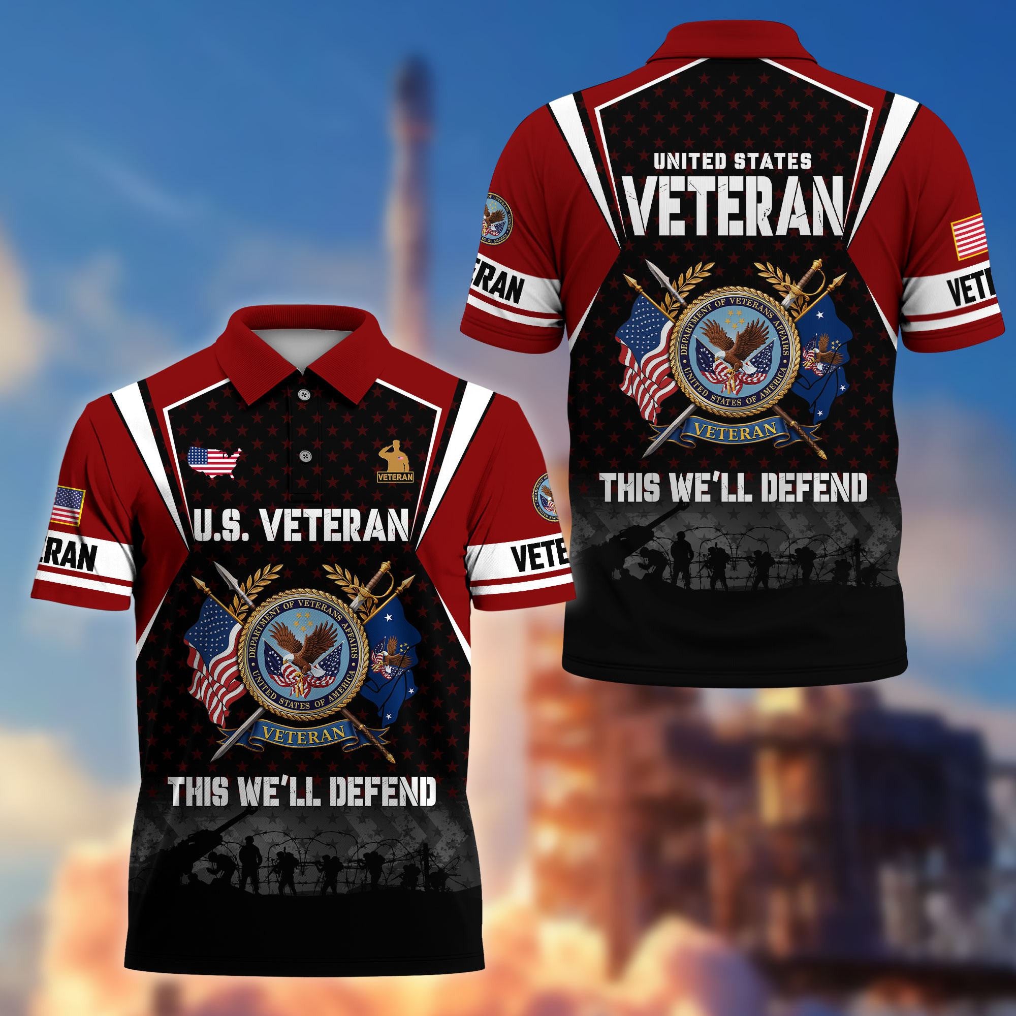 Premium US Veterans Polo Shirt, Gifts For US Veterans, Gifts On Father's Day, Veterans Day.