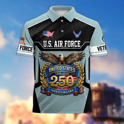 Premium America 250th Anniversary US Veteran Polo Shirt, Gifts for U.S. Veterans, Gifts for Independence Day, Veterans Day