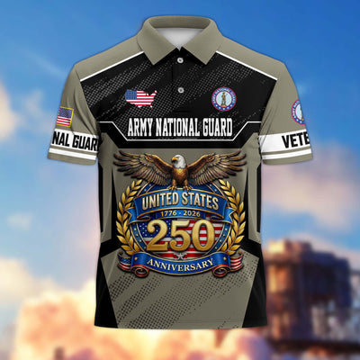 Premium America 250th Anniversary US Veteran Polo Shirt, Gifts for U.S. Veterans, Gifts for Independence Day, Veterans Day