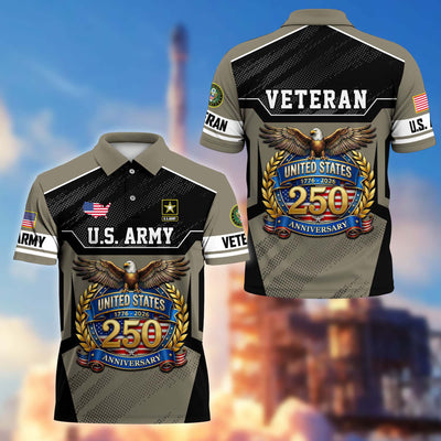 Premium America 250th Anniversary US Veteran Polo Shirt, Gifts for U.S. Veterans, Gifts for Independence Day, Veterans Day