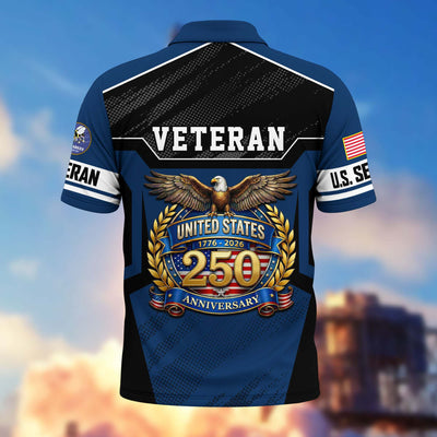 Premium America 250th Anniversary US Veteran Polo Shirt, Gifts for U.S. Veterans, Gifts for Independence Day, Veterans Day
