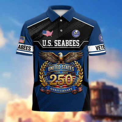 Premium America 250th Anniversary US Veteran Polo Shirt, Gifts for U.S. Veterans, Gifts for Independence Day, Veterans Day