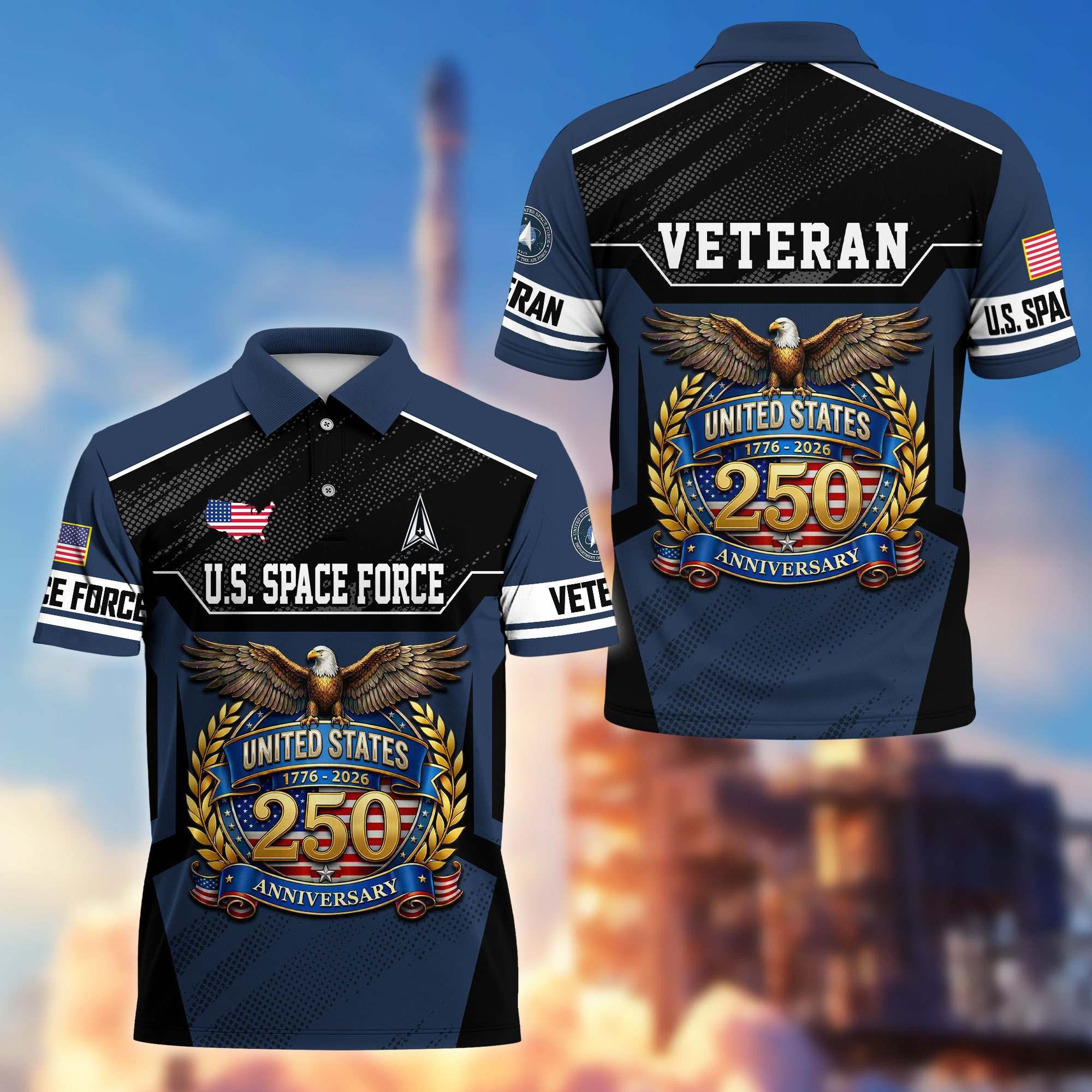 Premium America 250th Anniversary US Veteran Polo Shirt, Gifts for U.S. Veterans, Gifts for Independence Day, Veterans Day