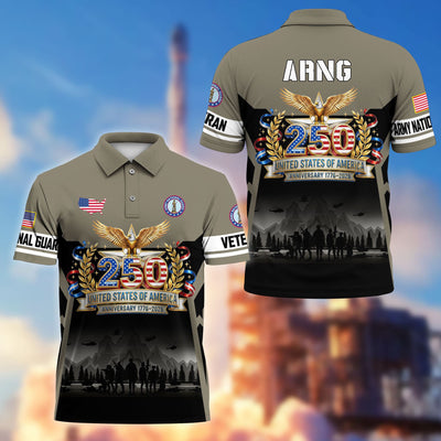 Premium America 250th Anniversary US Veteran Polo Shirt, Gifts for U.S. Veterans, Gifts for Independence Day, Veterans Day