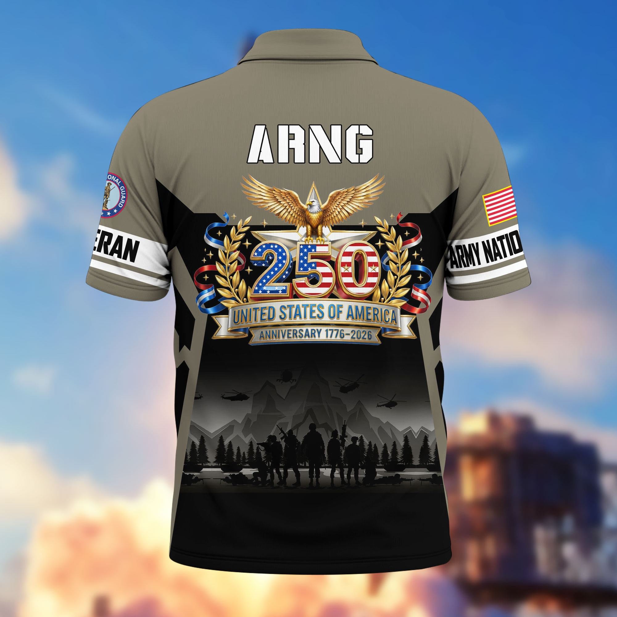 Premium America 250th Anniversary US Veteran Polo Shirt, Gifts for U.S. Veterans, Gifts for Independence Day, Veterans Day