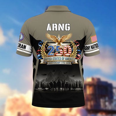 Premium America 250th Anniversary US Veteran Polo Shirt, Gifts for U.S. Veterans, Gifts for Independence Day, Veterans Day