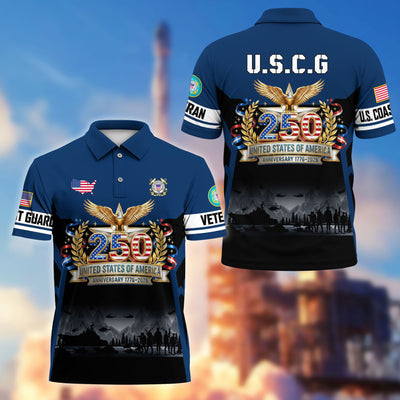 Premium America 250th Anniversary US Veteran Polo Shirt, Gifts for U.S. Veterans, Gifts for Independence Day, Veterans Day
