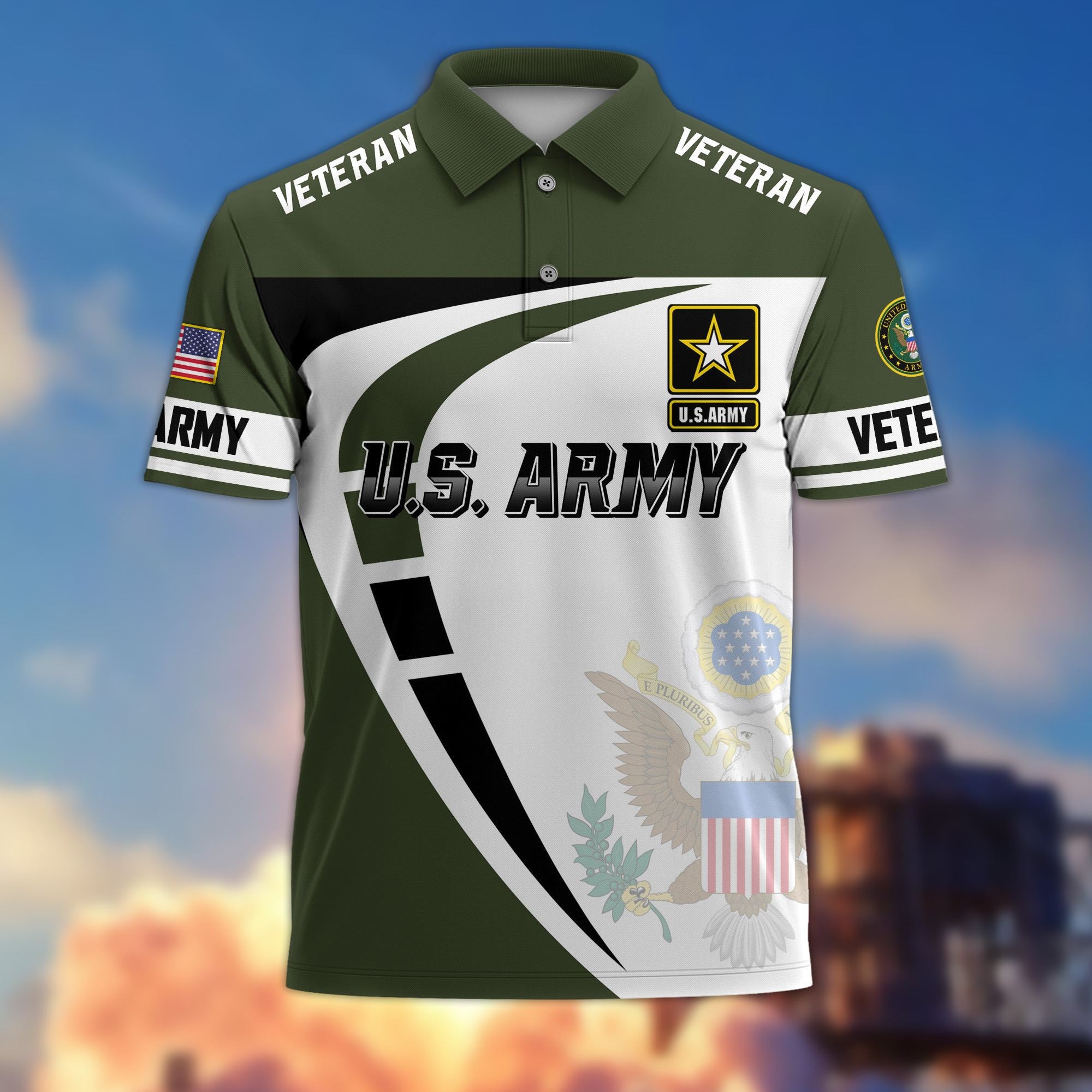 Premium US Veterans Polo Shirt, Gifts For US Veterans, Gifts On Father's Day, Veterans Day.