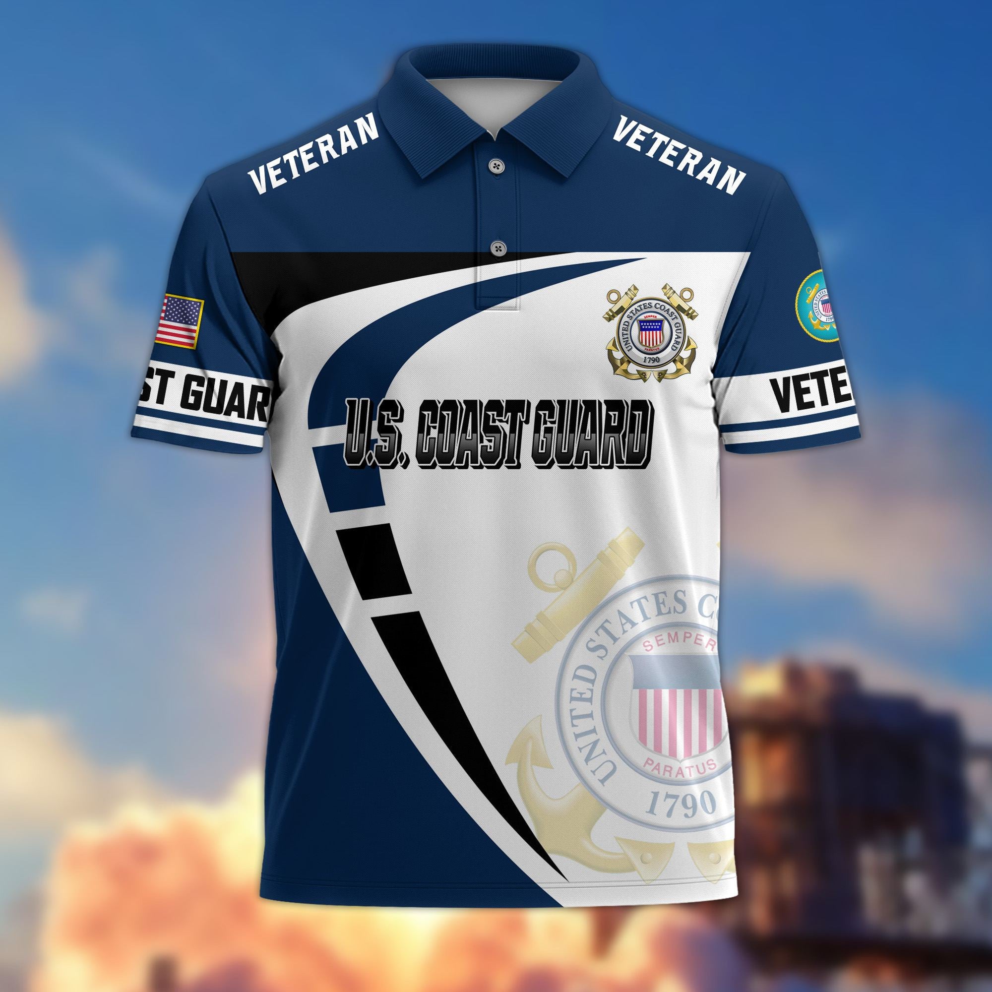 Premium US Veterans Polo Shirt, Gifts For US Veterans, Gifts On Father's Day, Veterans Day.