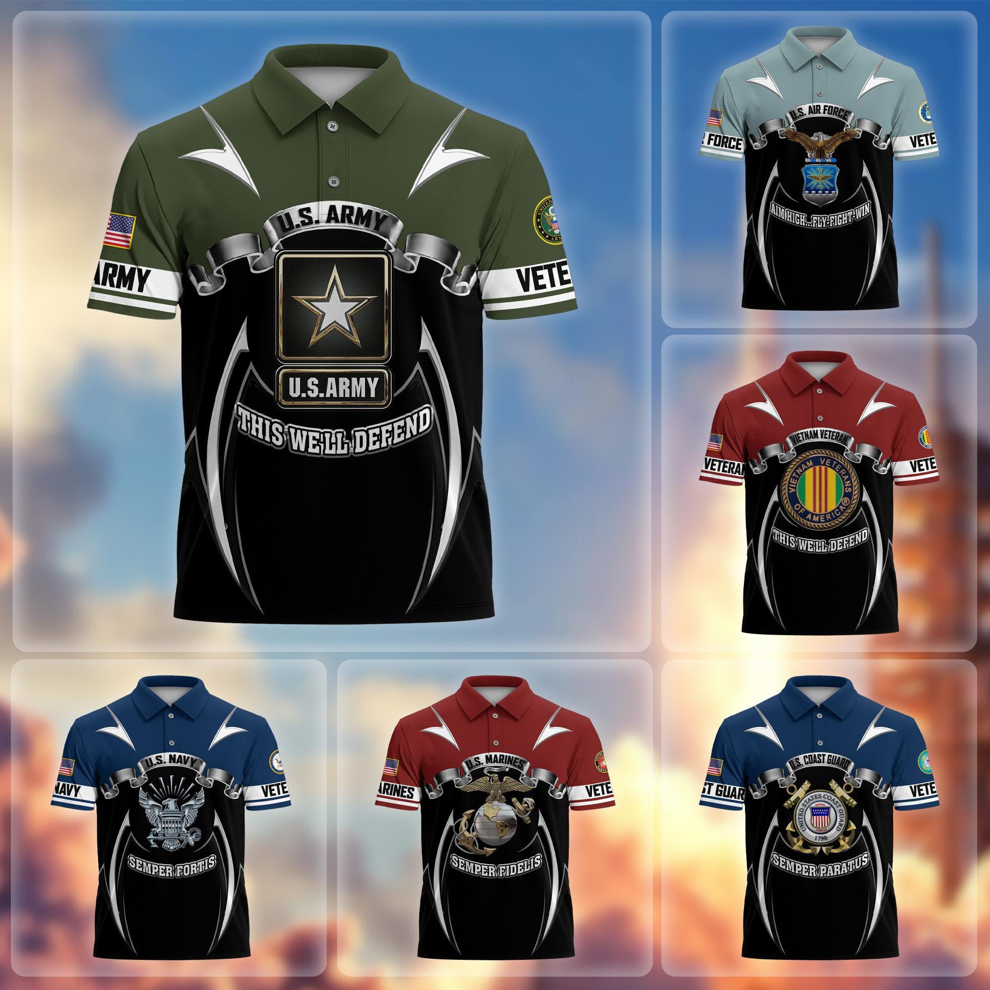 Premium US Veterans Polo Shirt, Gifts For US Veterans, Gifts On Father's Day, Veterans Day.