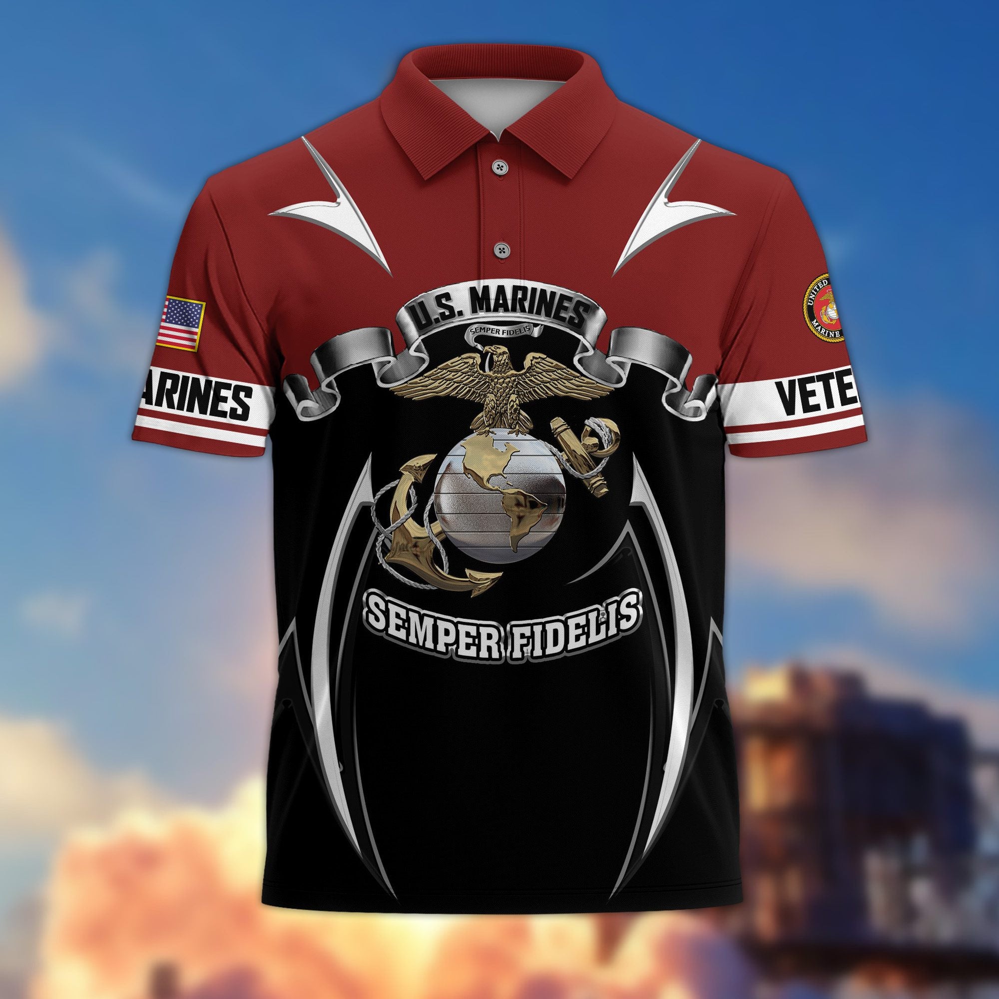 Premium US Veterans Polo Shirt, Gifts For US Veterans, Gifts On Father's Day, Veterans Day.