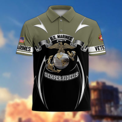 Premium US Veterans Polo Shirt, Gifts For US Veterans, Gifts On Father's Day, Veterans Day.