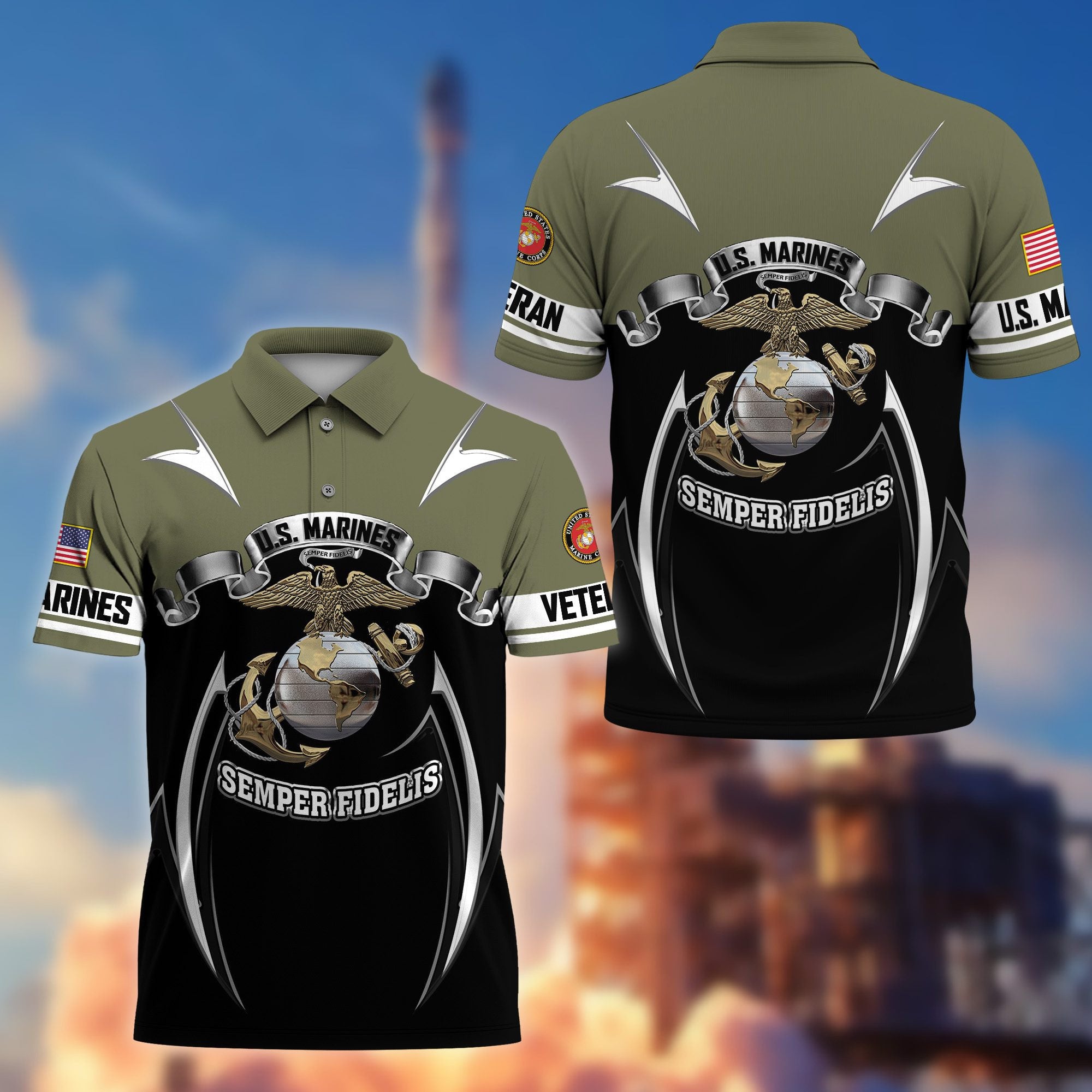 Premium US Veterans Polo Shirt, Gifts For US Veterans, Gifts On Father's Day, Veterans Day.