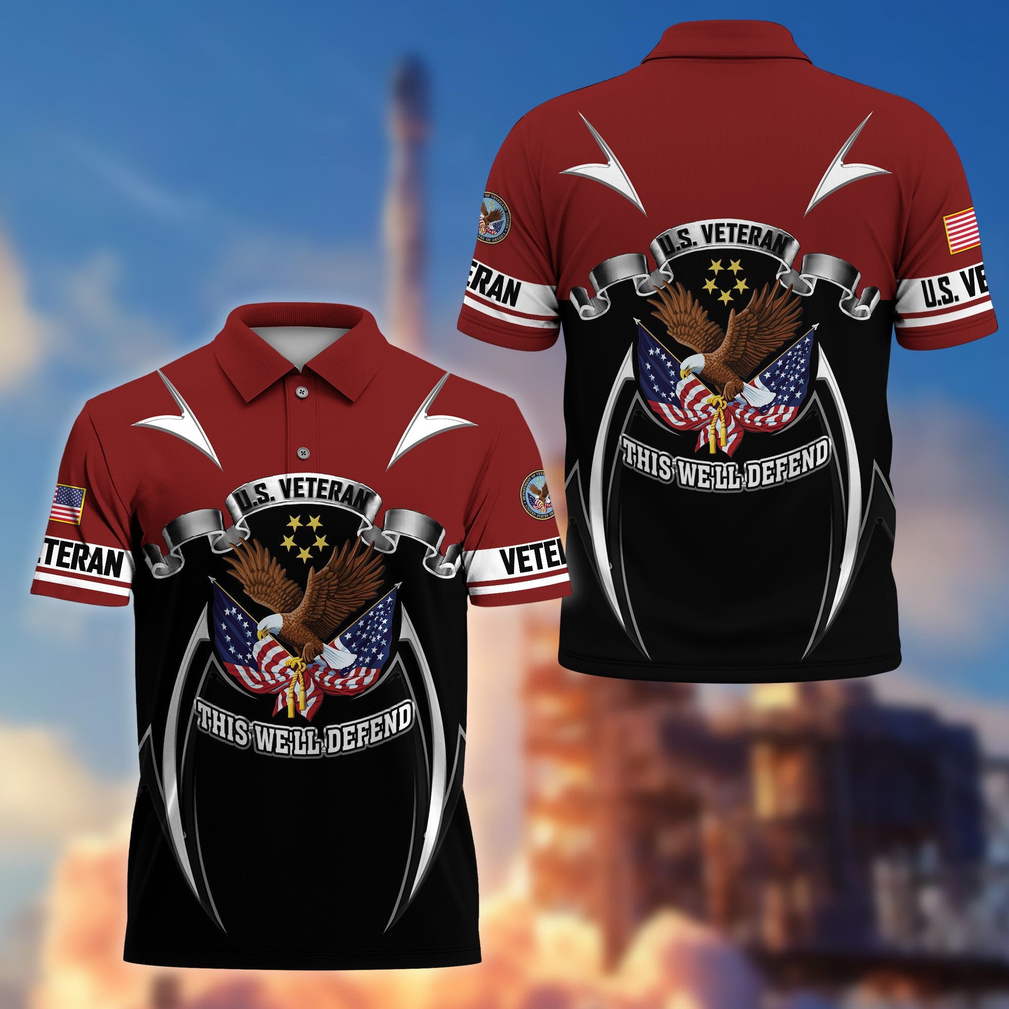 Premium US Veterans Polo Shirt, Gifts For US Veterans, Gifts On Father's Day, Veterans Day.