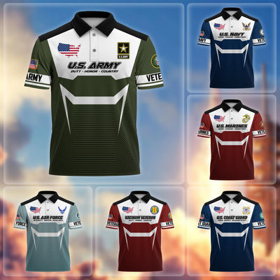 Premium US Veterans Polo Shirt, Gifts For US Veterans, Gifts On Father's Day, Veterans Day.