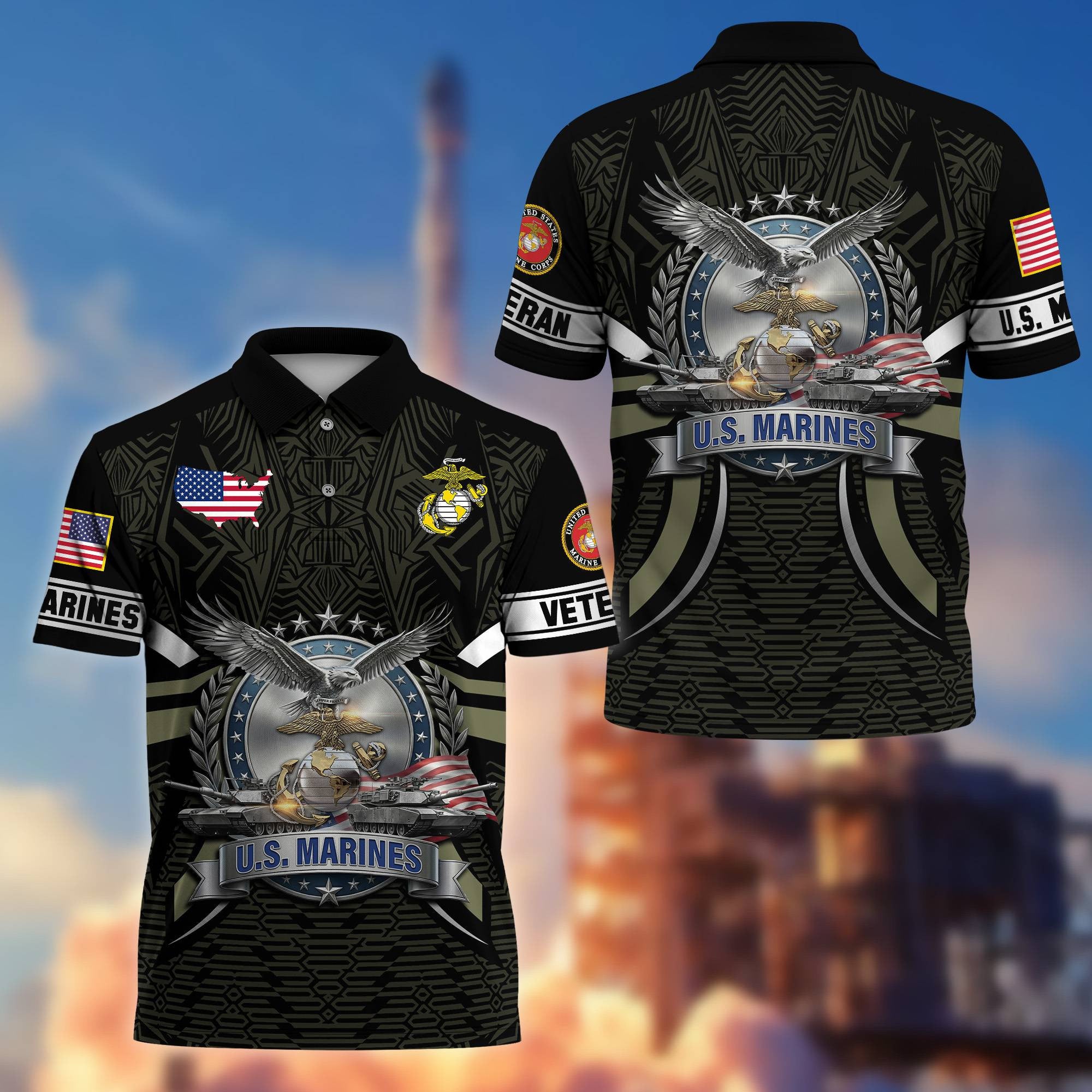 Premium US Veterans Polo Shirt, Gifts For US Veterans, Gifts On Father's Day, Veterans Day.