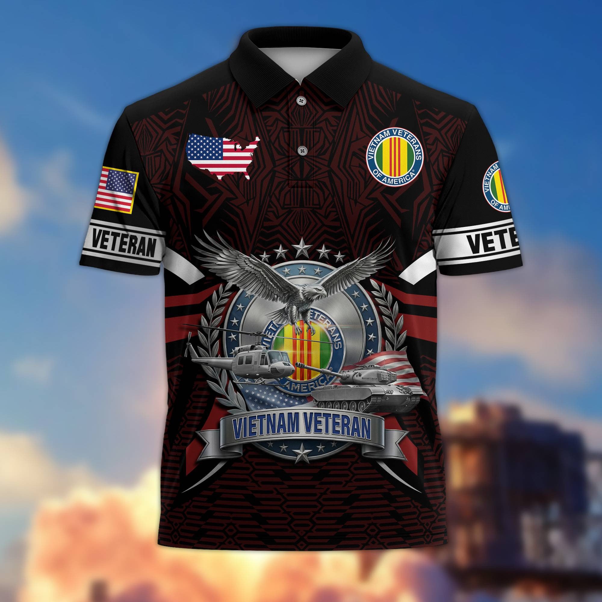 Premium US Veterans Polo Shirt, Gifts For US Veterans, Gifts On Father's Day, Veterans Day.