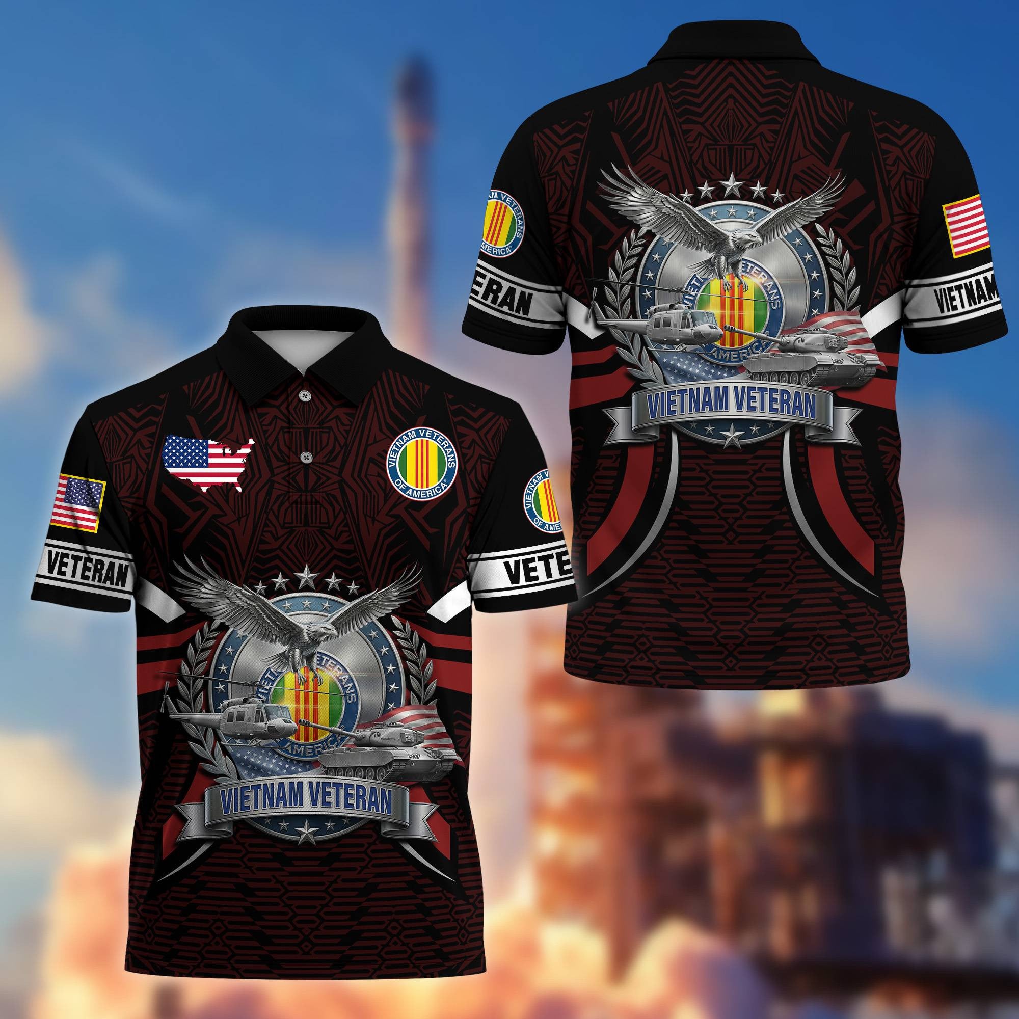 Premium US Veterans Polo Shirt, Gifts For US Veterans, Gifts On Father's Day, Veterans Day.