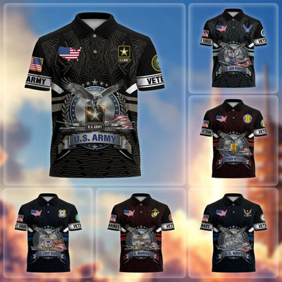 Premium US Veterans Polo Shirt, Gifts For US Veterans, Gifts On Father's Day, Veterans Day.