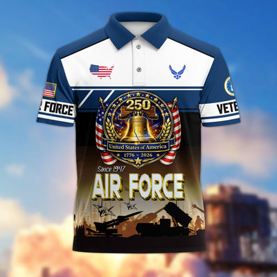 Premium America 250th Anniversary US Veteran Polo Shirt, Gifts for U.S. Veterans, Gifts for Independence Day, Veterans Day