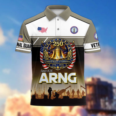 Premium America 250th Anniversary US Veteran Polo Shirt, Gifts for U.S. Veterans, Gifts for Independence Day, Veterans Day