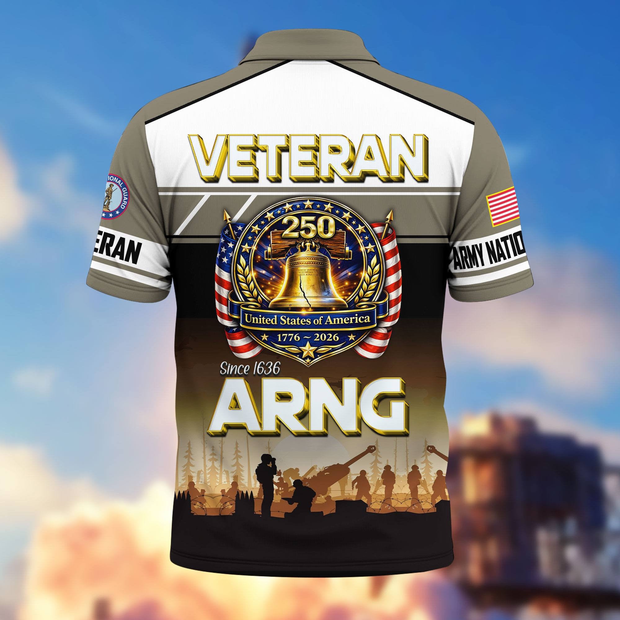 Premium America 250th Anniversary US Veteran Polo Shirt, Gifts for U.S. Veterans, Gifts for Independence Day, Veterans Day