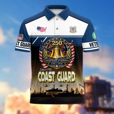 Premium America 250th Anniversary US Veteran Polo Shirt, Gifts for U.S. Veterans, Gifts for Independence Day, Veterans Day