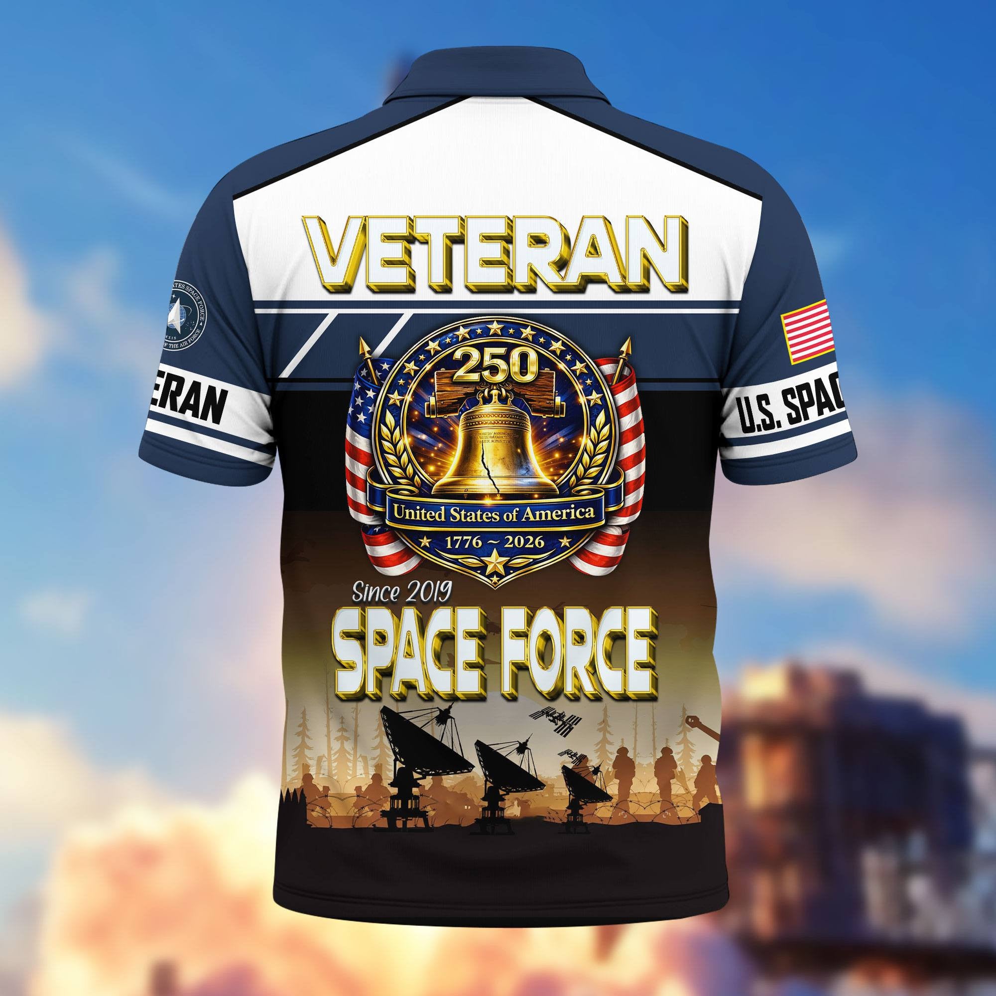 Premium America 250th Anniversary US Veteran Polo Shirt, Gifts for U.S. Veterans, Gifts for Independence Day, Veterans Day