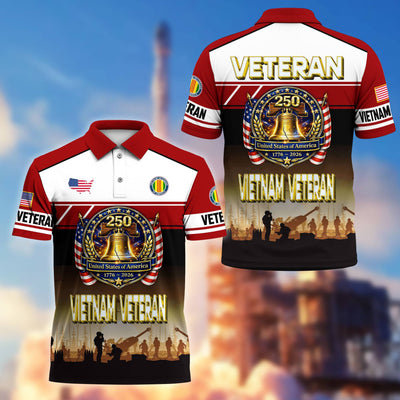 Premium America 250th Anniversary US Veteran Polo Shirt, Gifts for U.S. Veterans, Gifts for Independence Day, Veterans Day