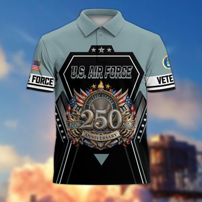 Premium America 250th Anniversary US Veteran Polo Shirt, Gifts For U.S. Veterans, Gifts For Independence Day, Veterans Day