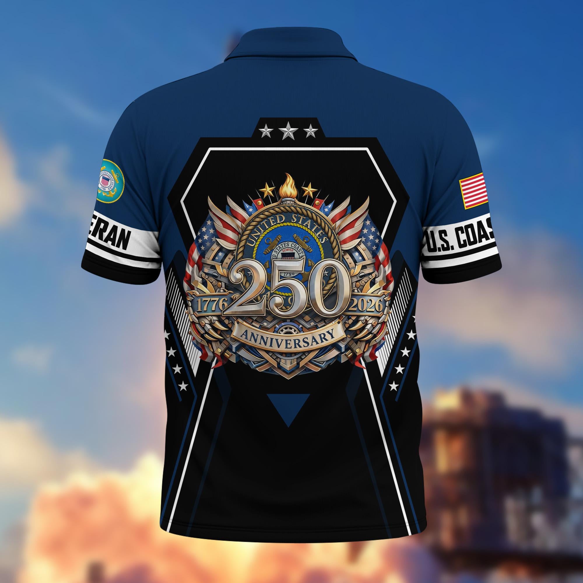 Premium America 250th Anniversary US Veteran Polo Shirt, Gifts For U.S. Veterans, Gifts For Independence Day, Veterans Day