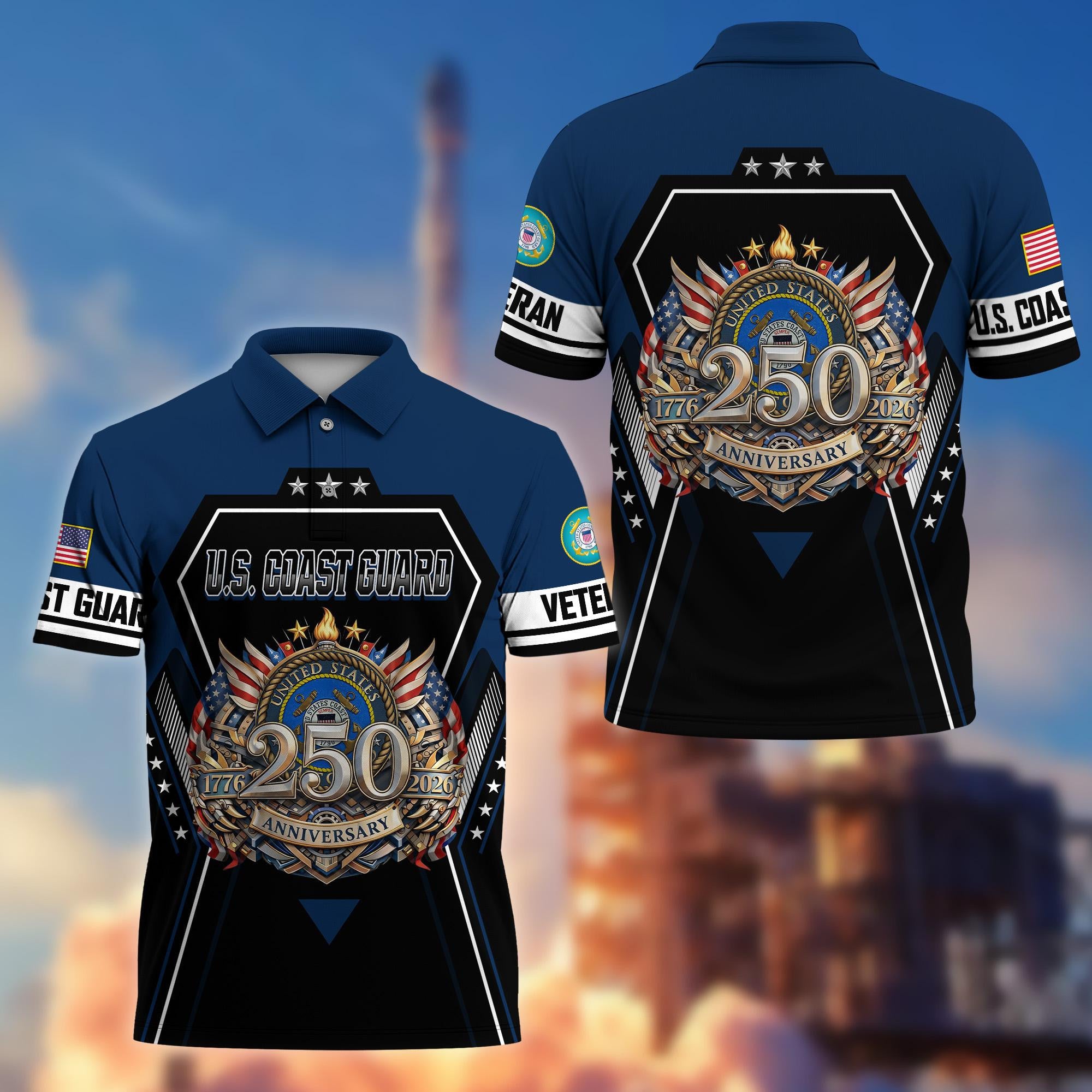 Premium America 250th Anniversary US Veteran Polo Shirt, Gifts For U.S. Veterans, Gifts For Independence Day, Veterans Day