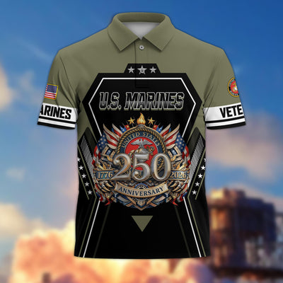 Premium America 250th Anniversary US Veteran Polo Shirt, Gifts For U.S. Veterans, Gifts For Independence Day, Veterans Day