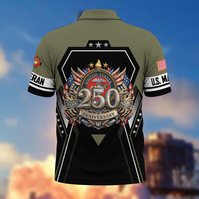 Premium America 250th Anniversary US Veteran Polo Shirt, Gifts For U.S. Veterans, Gifts For Independence Day, Veterans Day