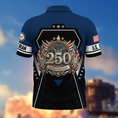 Premium America 250th Anniversary US Veteran Polo Shirt, Gifts For U.S. Veterans, Gifts For Independence Day, Veterans Day