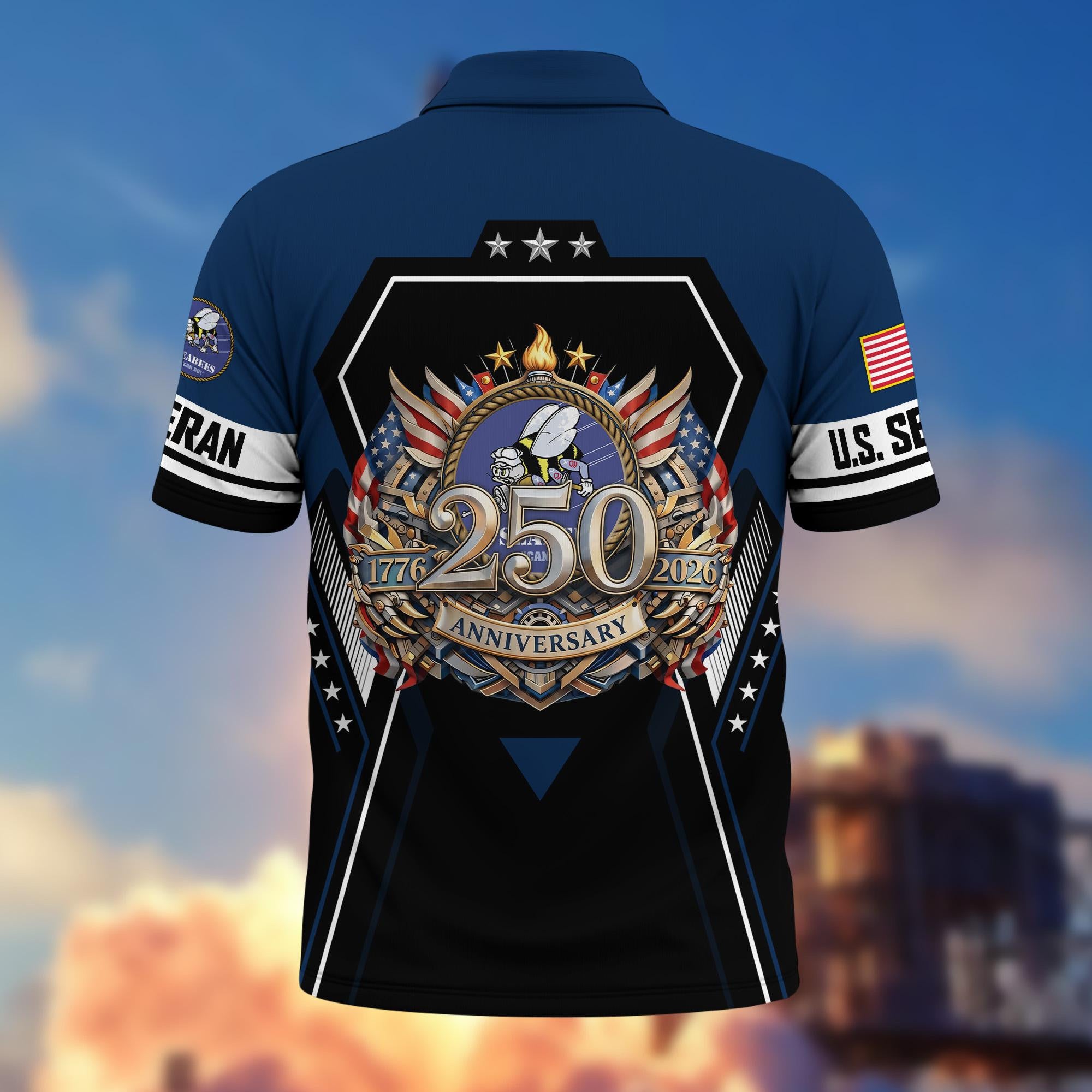Premium America 250th Anniversary US Veteran Polo Shirt, Gifts For U.S. Veterans, Gifts For Independence Day, Veterans Day