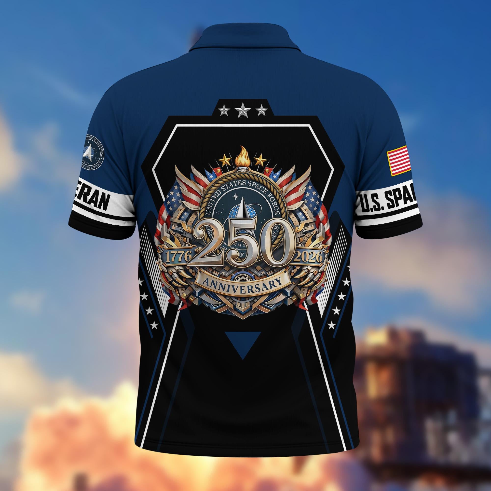 Premium America 250th Anniversary US Veteran Polo Shirt, Gifts For U.S. Veterans, Gifts For Independence Day, Veterans Day