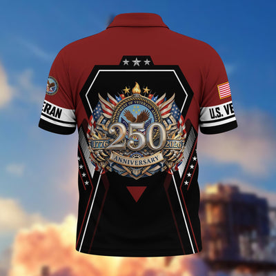Premium America 250th Anniversary US Veteran Polo Shirt, Gifts For U.S. Veterans, Gifts For Independence Day, Veterans Day