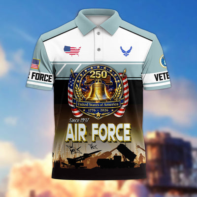 Premium America 250th Anniversary US Veteran Polo Shirt, Gifts for U.S. Veterans, Gifts for Independence Day, Veterans Day