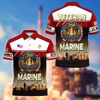 Premium America 250th Anniversary US Veteran Polo Shirt, Gifts for U.S. Veterans, Gifts for Independence Day, Veterans Day