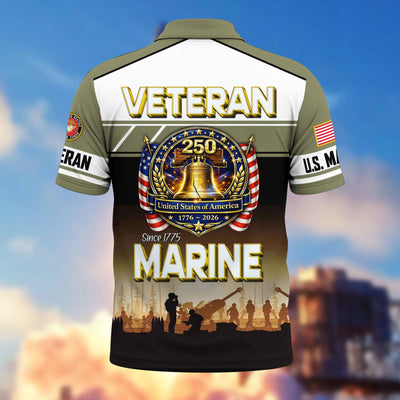 Premium America 250th Anniversary US Veteran Polo Shirt, Gifts for U.S. Veterans, Gifts for Independence Day, Veterans Day
