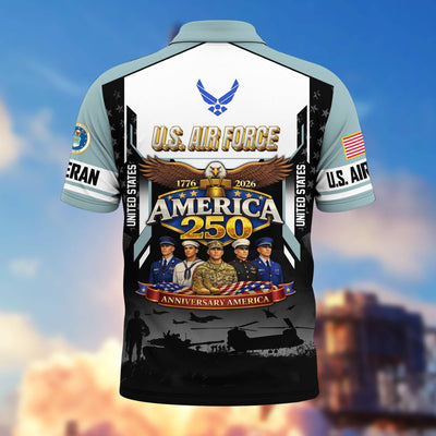 Premium America 250th Anniversary US Veteran Polo Shirt, Gifts for U.S. Veterans, Gifts for Independence Day, Veterans Day