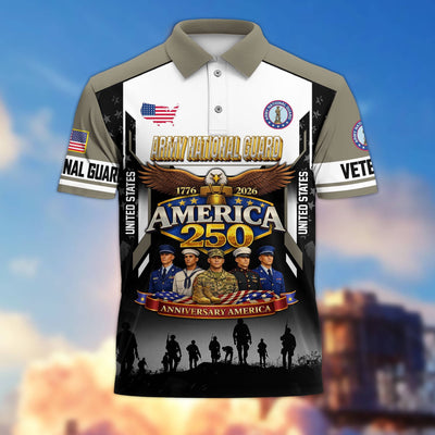Premium America 250th Anniversary US Veteran Polo Shirt, Gifts for U.S. Veterans, Gifts for Independence Day, Veterans Day