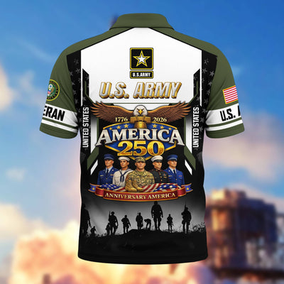 Premium America 250th Anniversary US Veteran Polo Shirt, Gifts for U.S. Veterans, Gifts for Independence Day, Veterans Day