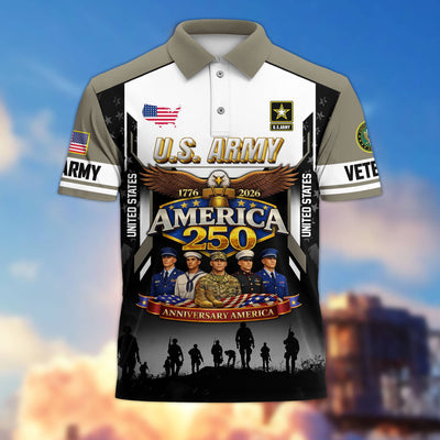 Premium America 250th Anniversary US Veteran Polo Shirt, Gifts for U.S. Veterans, Gifts for Independence Day, Veterans Day