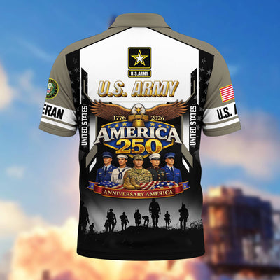 Premium America 250th Anniversary US Veteran Polo Shirt, Gifts for U.S. Veterans, Gifts for Independence Day, Veterans Day