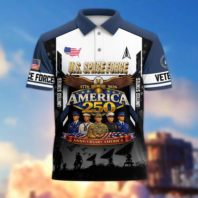 Premium America 250th Anniversary US Veteran Polo Shirt, Gifts for U.S. Veterans, Gifts for Independence Day, Veterans Day