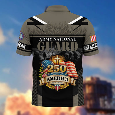 Premium America 250th Anniversary US Veteran Polo Shirt, Gifts for U.S. Veterans, Gifts for Independence Day, Veterans Day