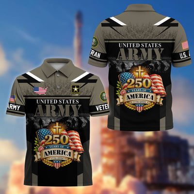 Premium America 250th Anniversary US Veteran Polo Shirt, Gifts for U.S. Veterans, Gifts for Independence Day, Veterans Day