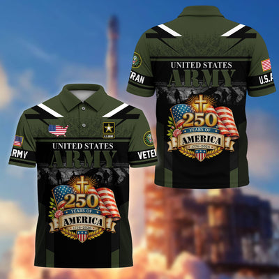 Premium America 250th Anniversary US Veteran Polo Shirt, Gifts for U.S. Veterans, Gifts for Independence Day, Veterans Day